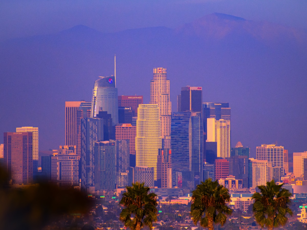 Los Angeles skyline viewed from the hills.
